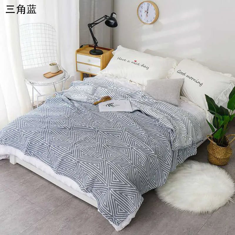 Cotton Gauze Throw Blanket Plaid Lightweight Muslin Blanket for Couch Bed Travel All-Season Soft Woven Coverlet 100% Cotton | Lonoma