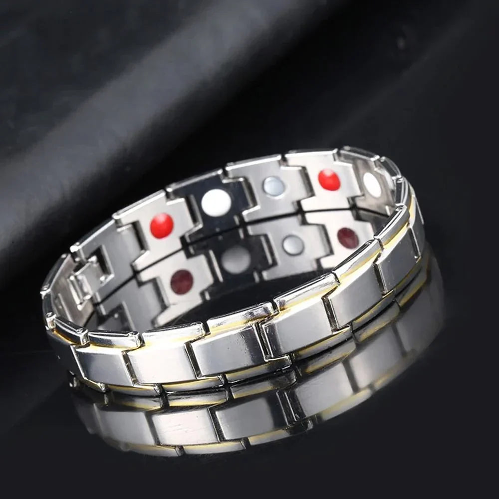 Magnetic Bracelet with Hematite Stones and Stainless Steel Links for Men and Women | Lonoma