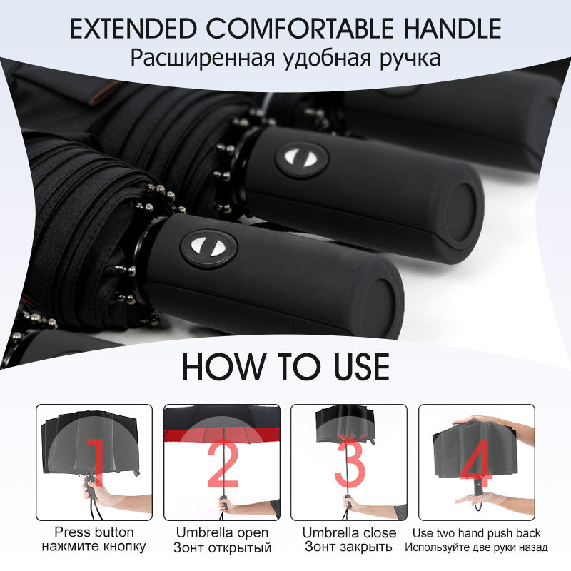Inverted Automatic Umbrella Windproof Reverse Fold Rain Protection for Commute Travel Outdoor Men Women 6 Colors UV Block | Lonoma