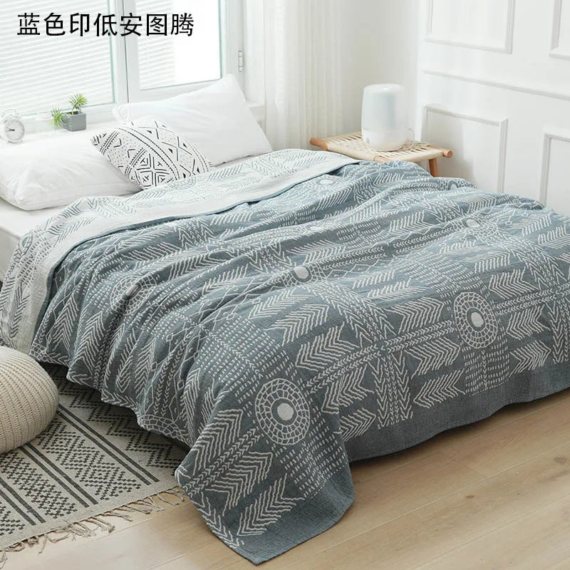Cotton Gauze Throw Blanket Plaid Lightweight Muslin Blanket for Couch Bed Travel All-Season Soft Woven Coverlet 100% Cotton | Lonoma