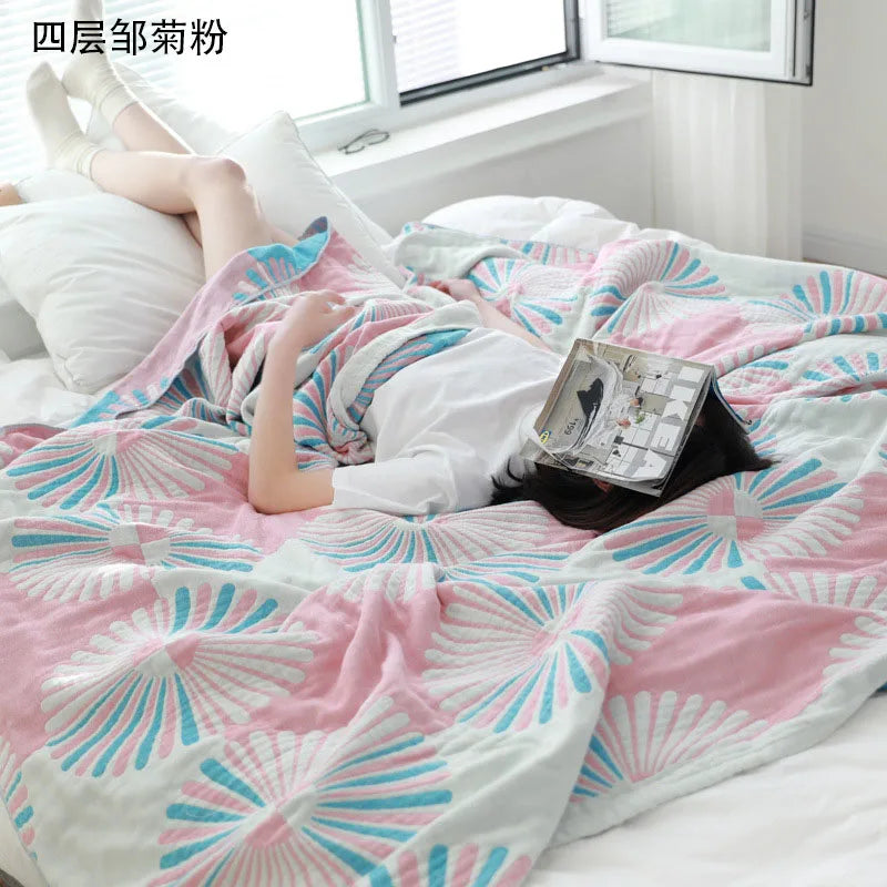 Cotton Gauze Throw Blanket Plaid Lightweight Muslin Blanket for Couch Bed Travel All-Season Soft Woven Coverlet 100% Cotton | Lonoma