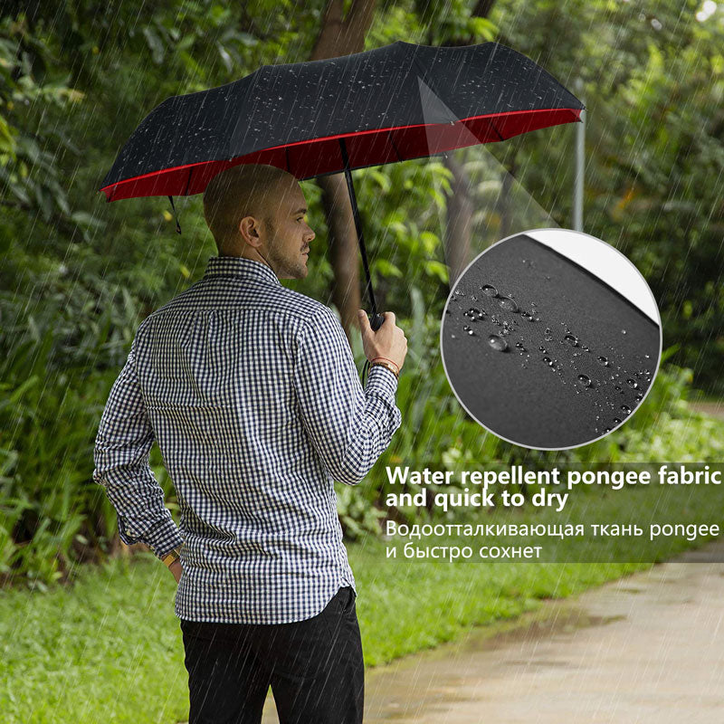 Windproof Inverted Umbrella with Auto-Open Button for Rain & Sun Protection – Reverse Close Design | Lonoma