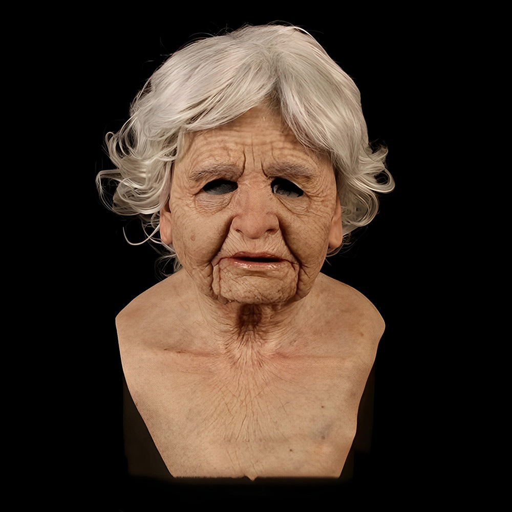 Full Head Character Mask with Hair Realistic Latex Halloween Costume Mask for Adults Cosplay Party Theater Old Man Woman Santa Claus Witch | Lonoma