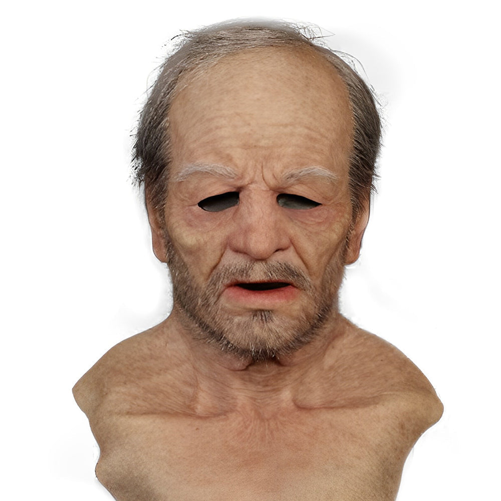 Full Head Character Mask with Hair Realistic Latex Halloween Costume Mask for Adults Cosplay Party Theater Old Man Woman Santa Claus Witch | Lonoma