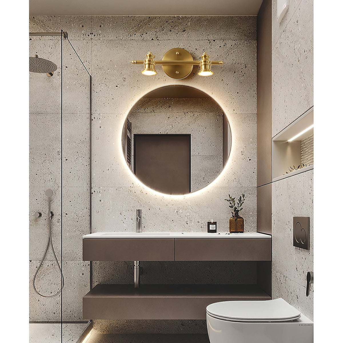 Adjustable Brass Wall Sconce with Multiple Spotlights – Indoor Track Light Fixture for Living Room, Bedroom & Hallway – Hardwired MR16 Lamp | Lonoma