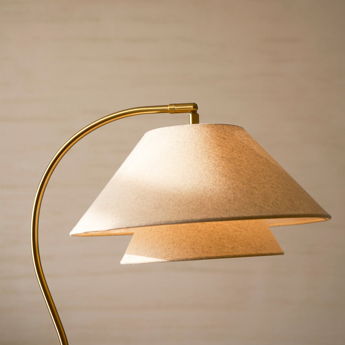 Double Fabric Shade Floor Lamp with Wood & Metal Stand 61 in Tall Statement Lighting for Living Room Bedroom Modern Ambient Uplight | Lonoma