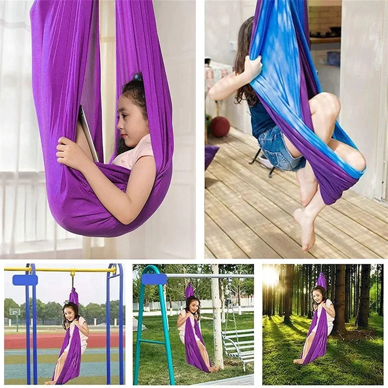 Kids Hammock Swing Chair Organic Cotton Sensory Pod for Calm Relaxation Therapy Development Cocoon Seat Indoor Hanging | Lonoma