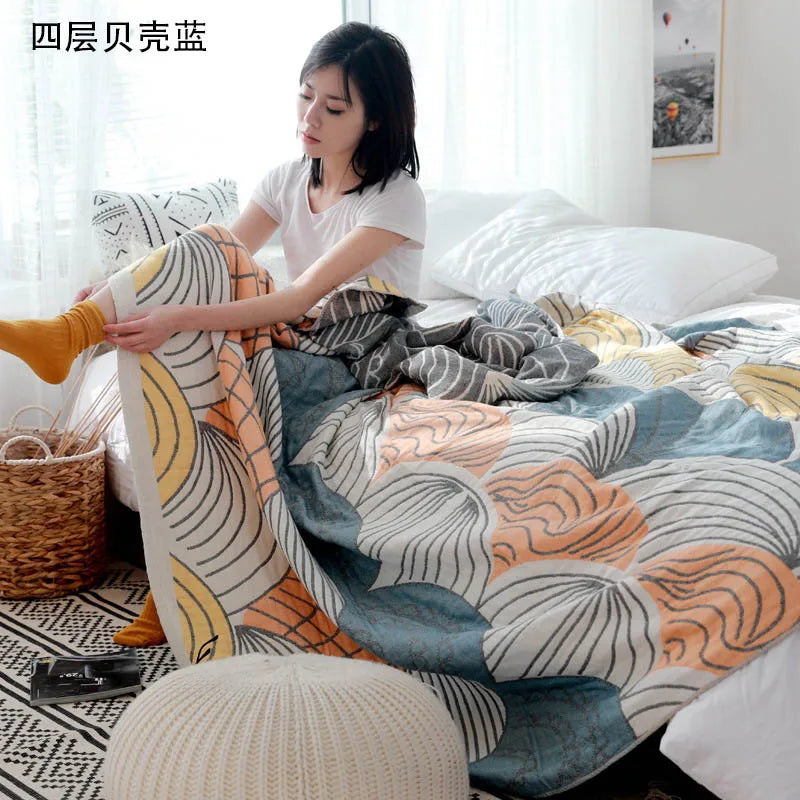 Cotton Gauze Throw Blanket Plaid Lightweight Muslin Blanket for Couch Bed Travel All-Season Soft Woven Coverlet 100% Cotton | Lonoma