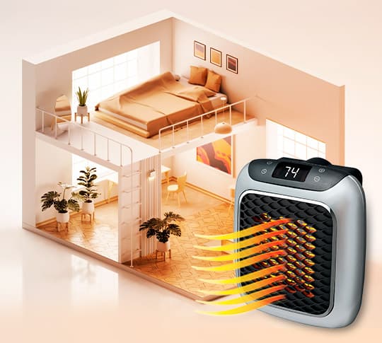 Compact Space Heater 800W Portable Electric Room Heater with Antimicrobial Filter for Home Office Bedroom Quick Heat | Lonoma