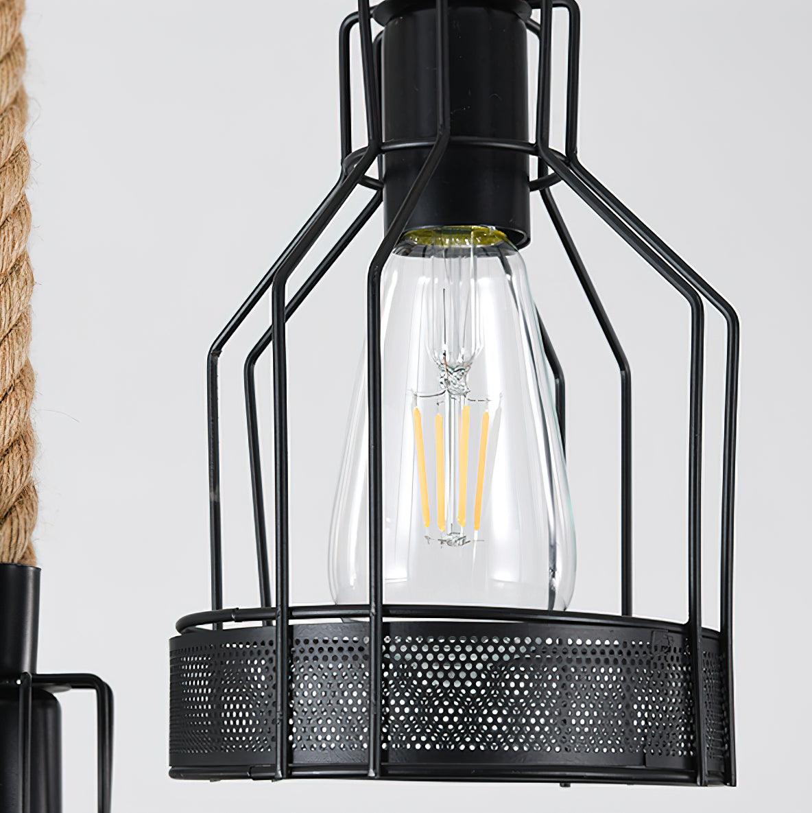 Industrial Rope Pendant Light Hemp Multi-Head Chandelier Farmhouse Vintage Hanging Fixture Rustic Ceiling Lighting for Kitchen Island | Lonoma