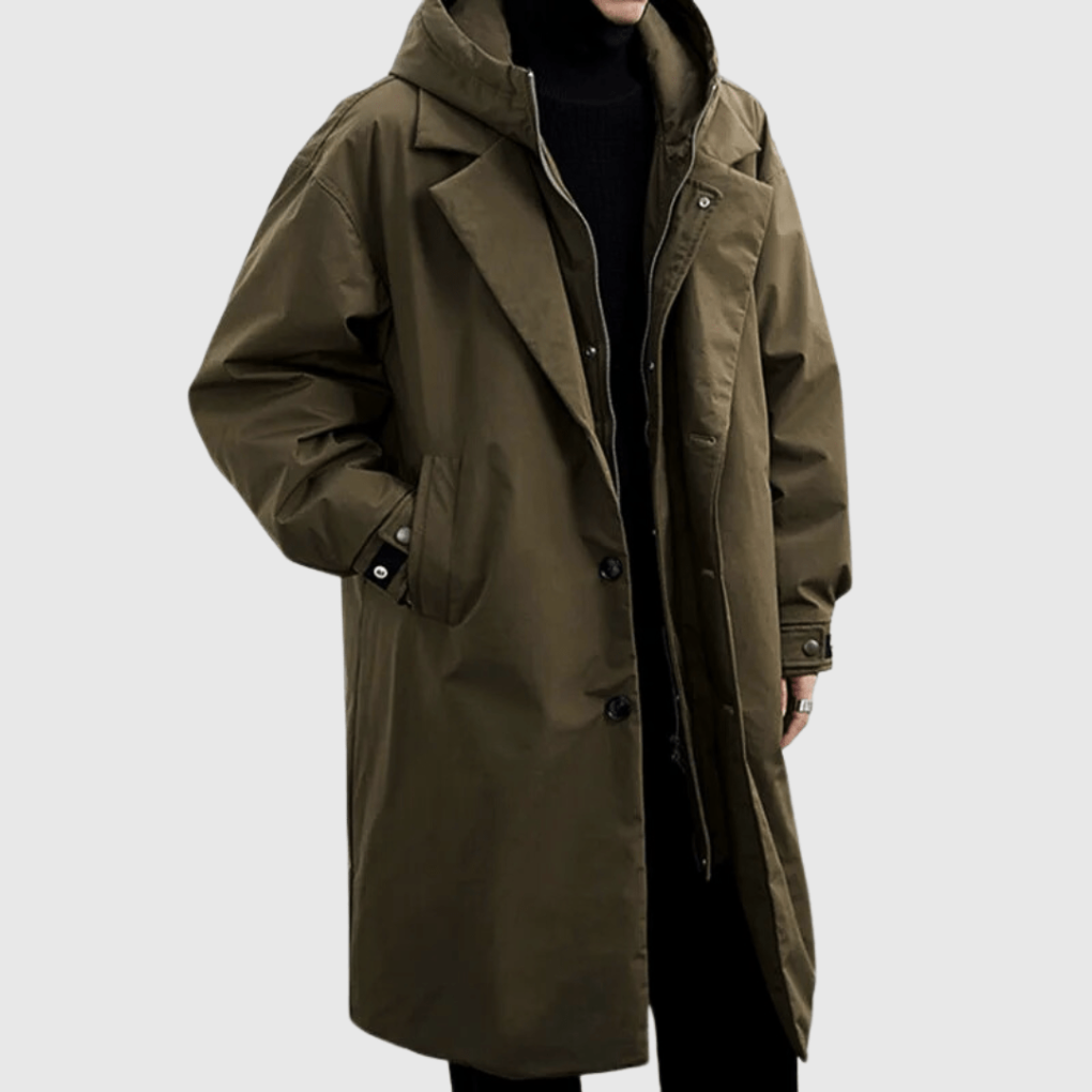 Men's Waterproof Rain Jacket with Adjustable Hood and Zip Closure for Outdoor Commuting Travel | Lonoma