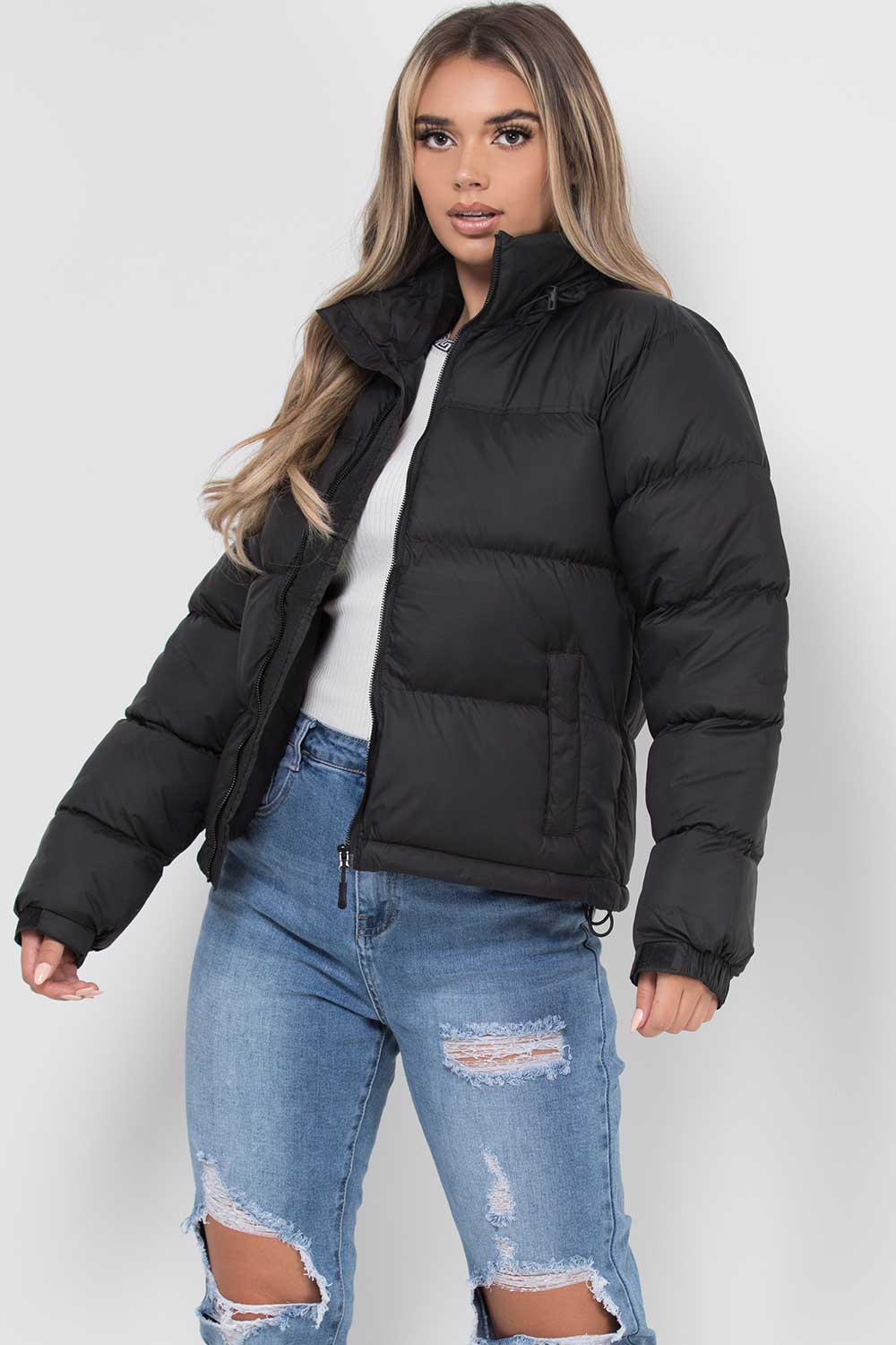 Women's Insulated Long Puffer Coat with Hood – Adjustable Drawstring, Hip-Length Coverage, Secure Zipper Pockets – Winter Warmth for | Lonoma