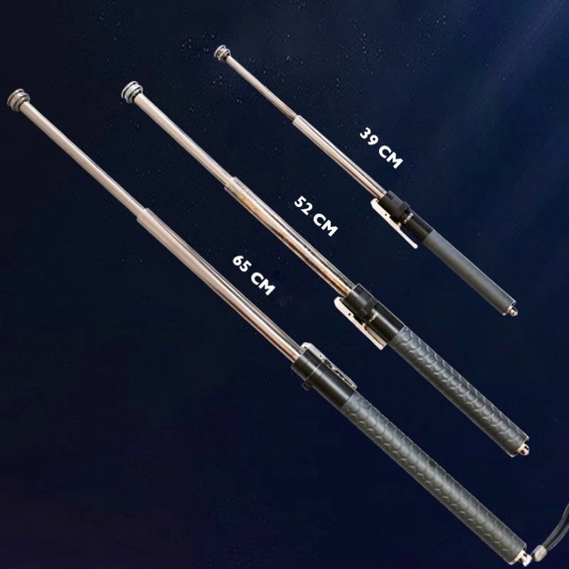 Collapsible Steel Walking Stick Auto-Deploy Button Compact Travel Cane Non-Slip Handle Outdoor Safety Support | Lonoma