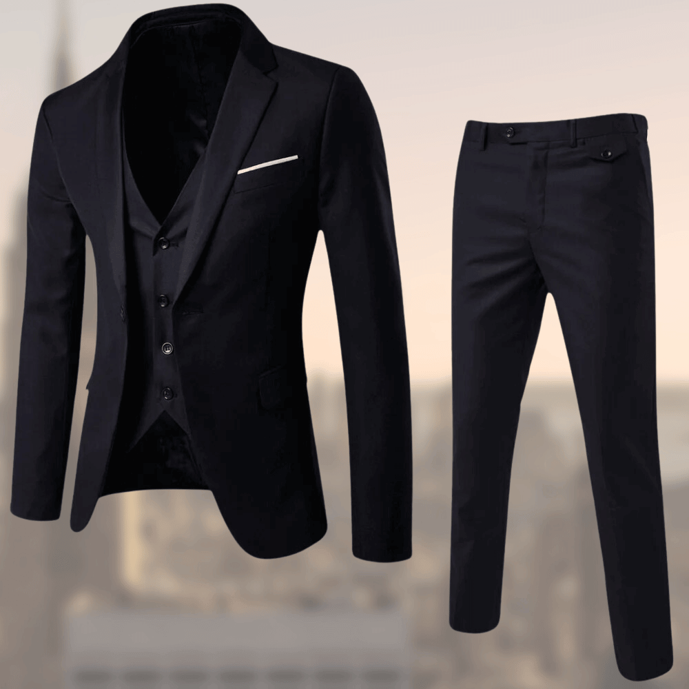 Men's Three-Piece Suit Jacket Vest Pants Set Modern Formal Business Wedding Outfit with Button Closures Multiple Colors Professional Attire | Lonoma