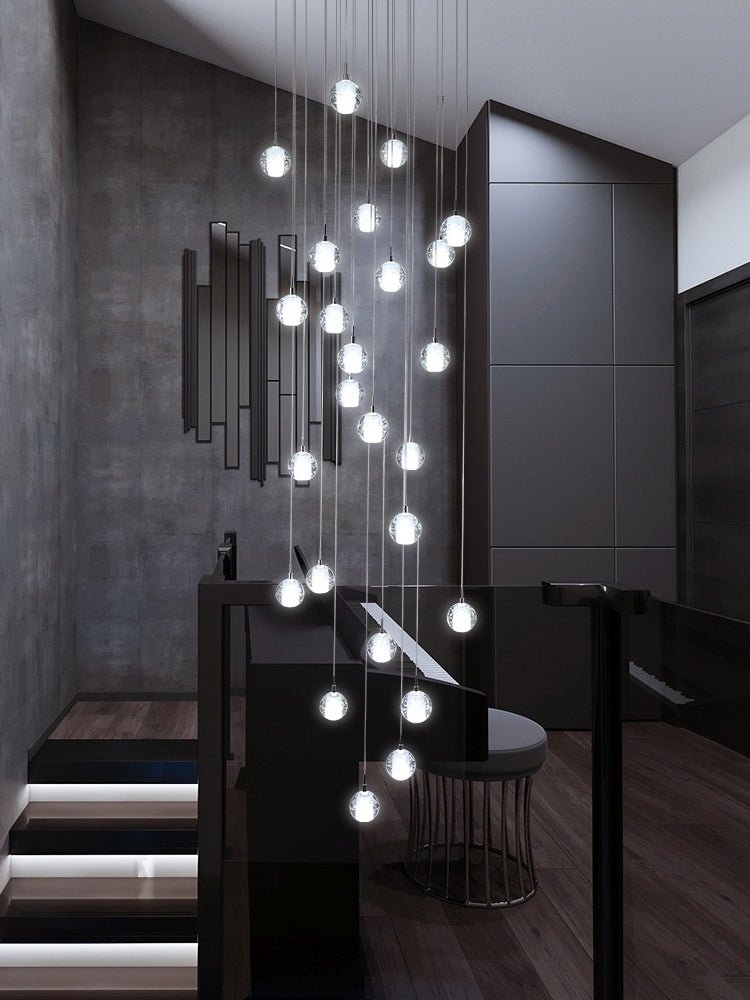 Sparkling Glass Globe Multi-Light Chandelier with Adjustable Hanging Drop & Chrome Frame for Dining Room, Entryway, Stairwell | Lonoma