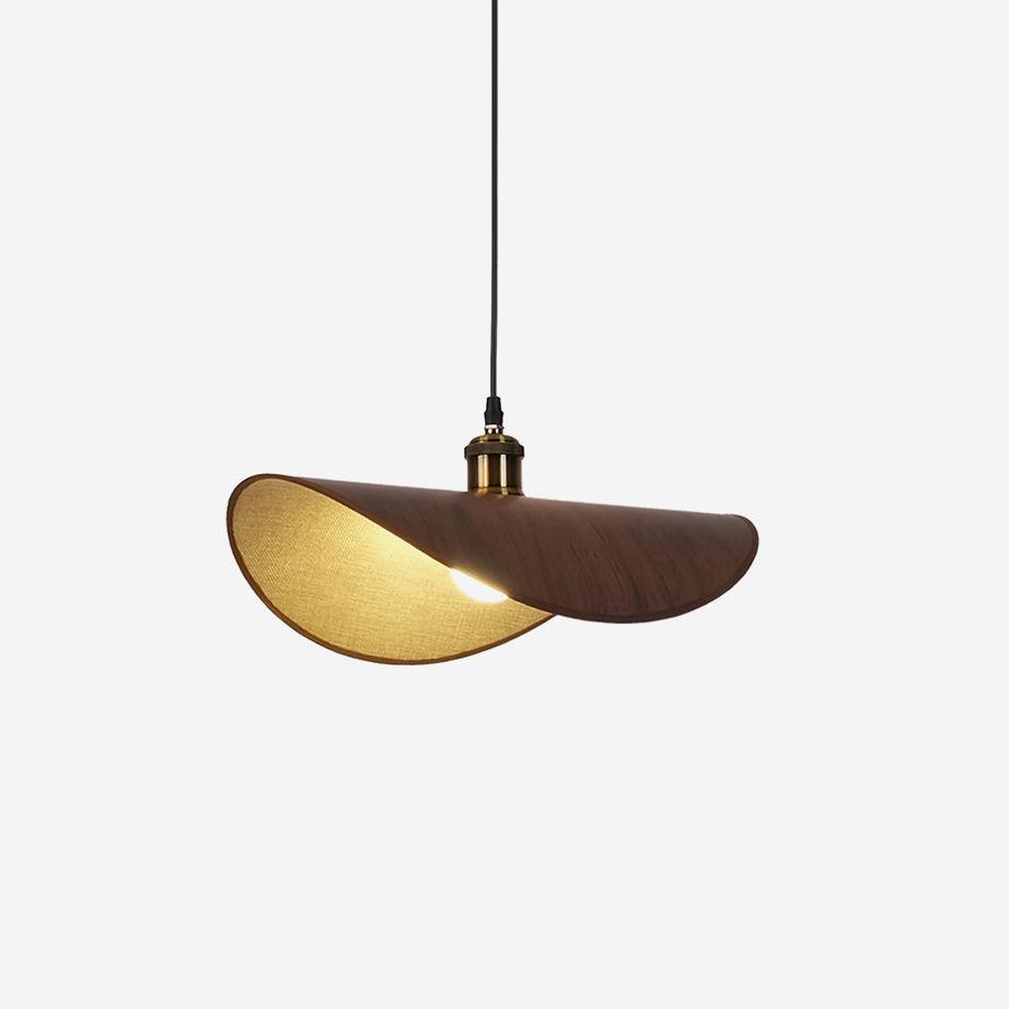 Hanging Ceiling Light with Linen Drum Shade and Wood Accent for Dining Room Kitchen Island Bedroom Modern Farmhouse Fixture | Lonoma