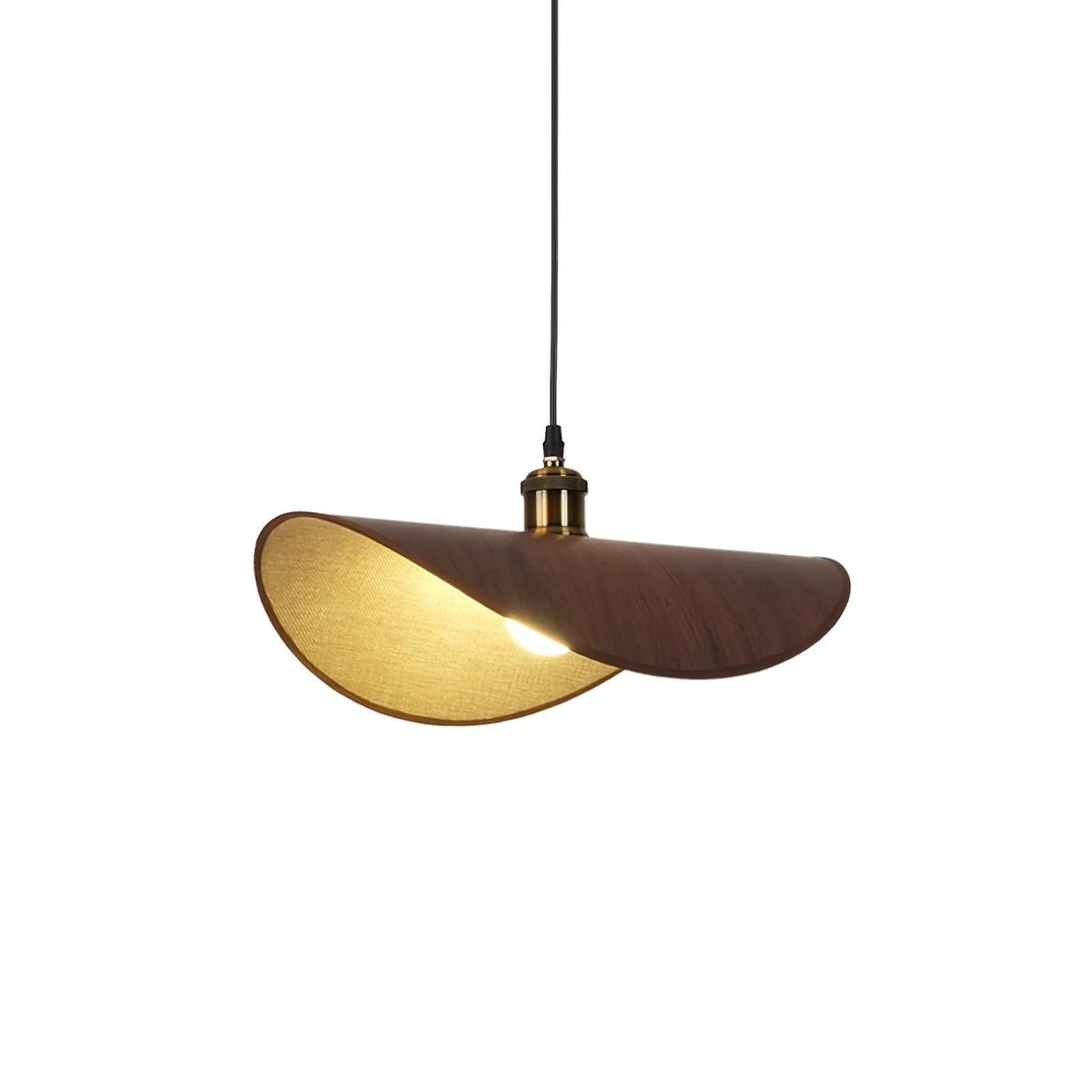 Hanging Ceiling Light with Linen Drum Shade and Wood Accent for Dining Room Kitchen Island Bedroom Modern Farmhouse Fixture | Lonoma