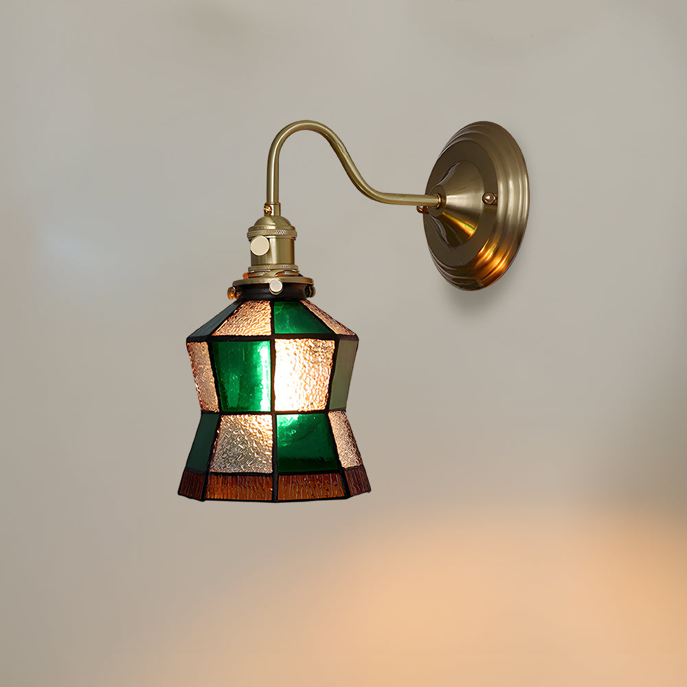 Art Deco Stained Glass Wall Sconce with Copper Finish – Vintage Style Accent Lighting for Hallway, Study Room, Living Room – E27 Socket | Lonoma