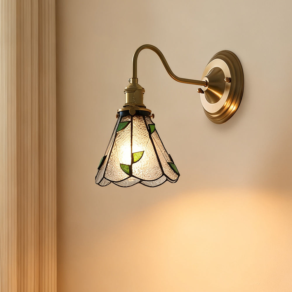Art Deco Stained Glass Wall Sconce with Copper Finish – Vintage Style Accent Lighting for Hallway, Study Room, Living Room – E27 Socket | Lonoma