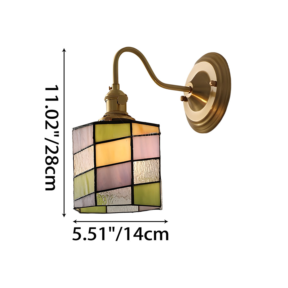 Art Deco Stained Glass Wall Sconce with Copper Finish – Vintage Style Accent Lighting for Hallway, Study Room, Living Room – E27 Socket | Lonoma