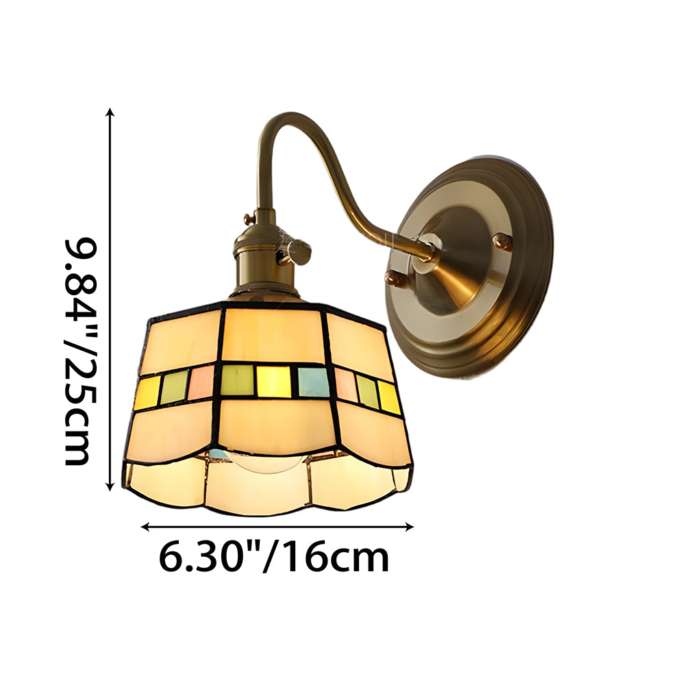 Art Deco Stained Glass Wall Sconce with Copper Finish – Vintage Style Accent Lighting for Hallway, Study Room, Living Room – E27 Socket | Lonoma