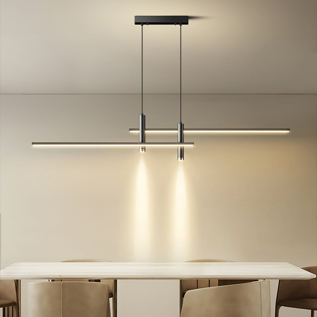 Contemporary Metal Spotlight Chandelier for Dining Tables – Adjustable Linear Design in Sleek Finishes for Kitchen Islands and Living Spaces | Lonoma