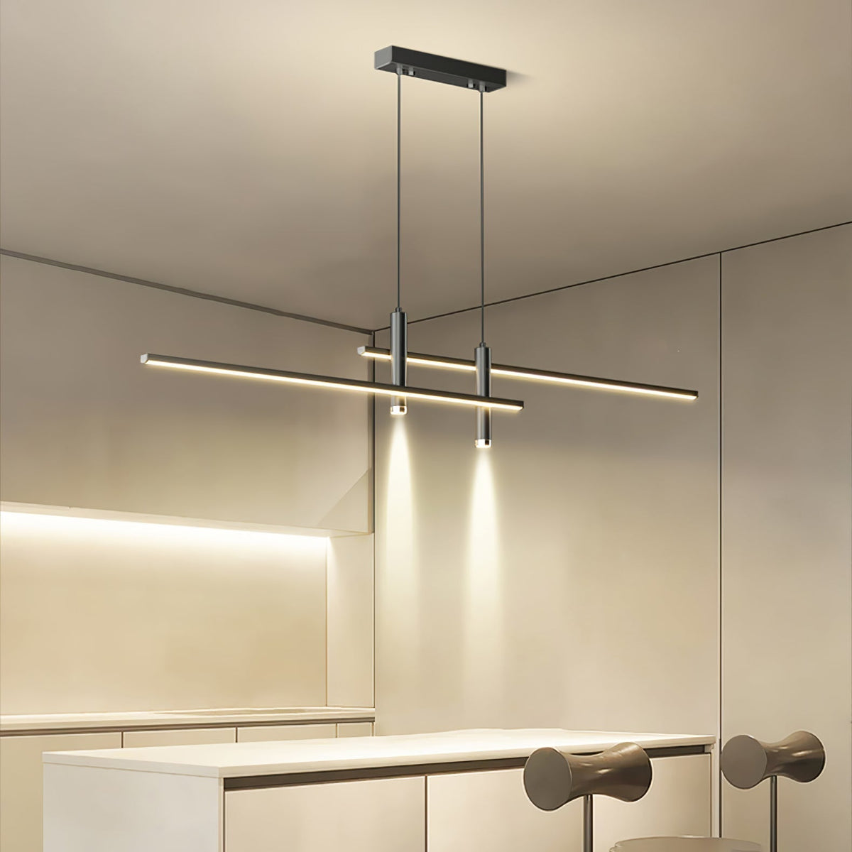 Contemporary Metal Spotlight Chandelier for Dining Tables – Adjustable Linear Design in Sleek Finishes for Kitchen Islands and Living Spaces | Lonoma