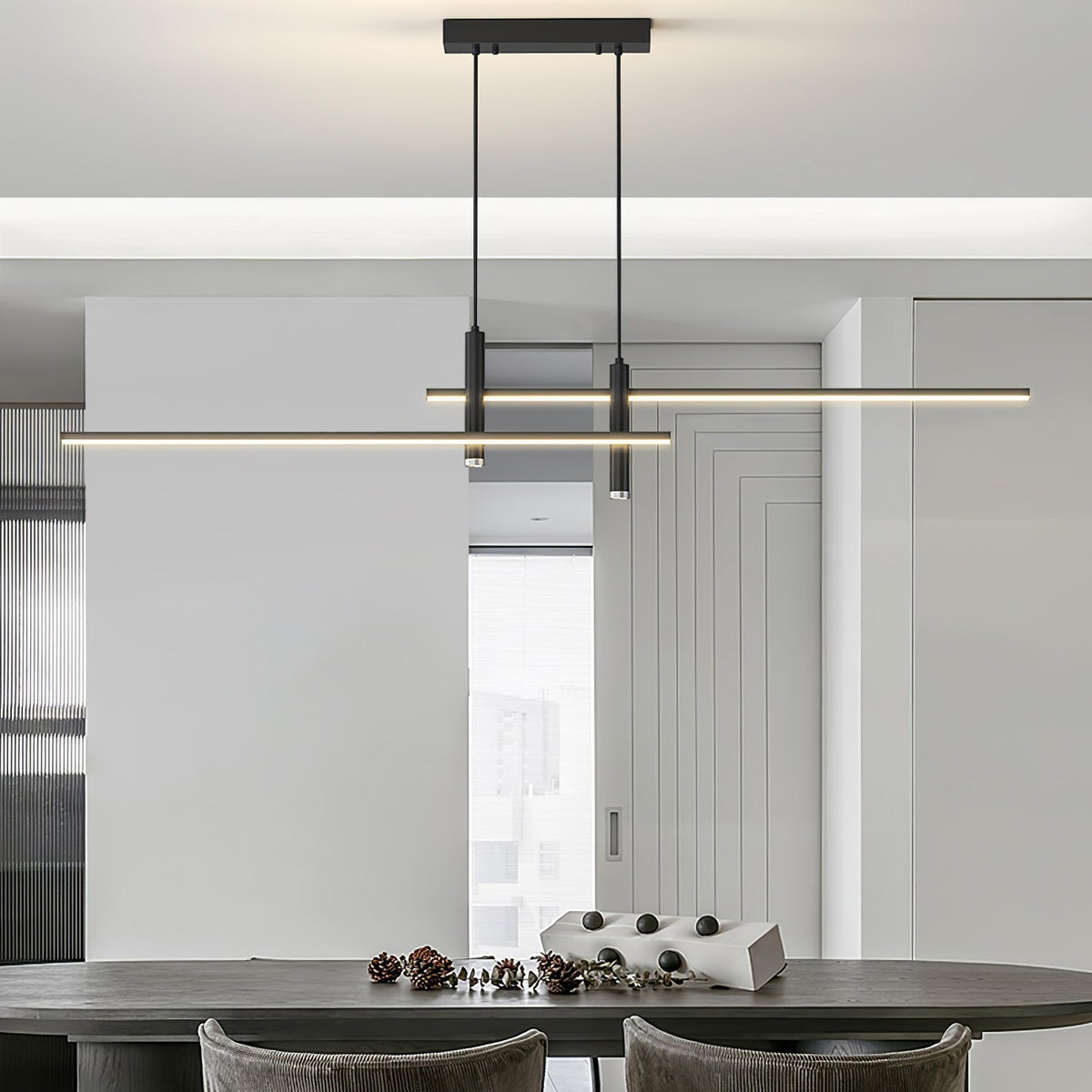 Contemporary Metal Spotlight Chandelier for Dining Tables – Adjustable Linear Design in Sleek Finishes for Kitchen Islands and Living Spaces | Lonoma