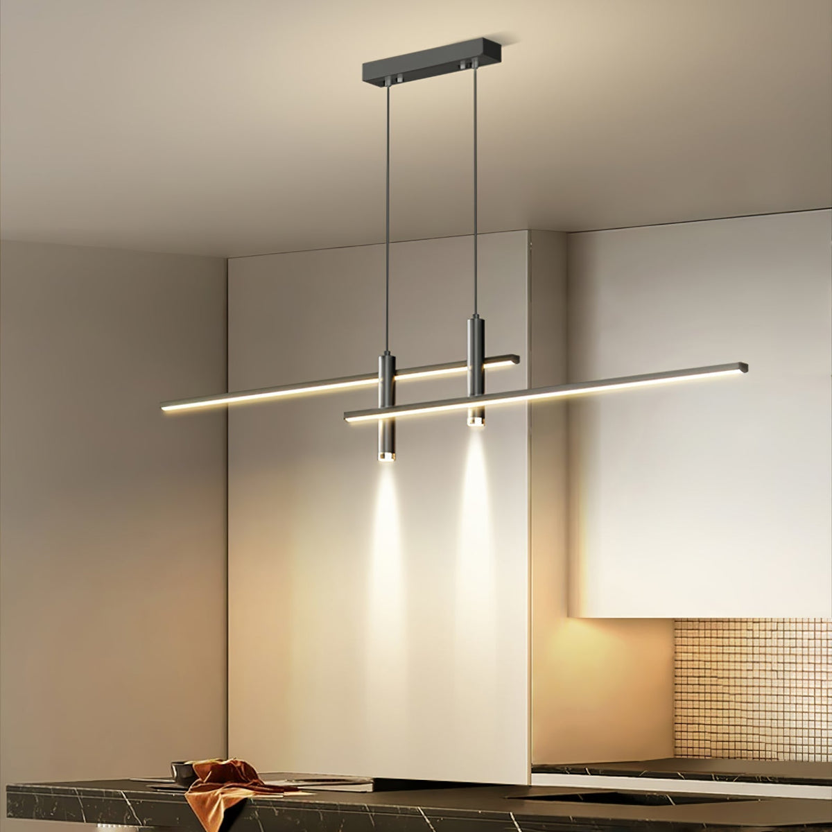 Contemporary Metal Spotlight Chandelier for Dining Tables – Adjustable Linear Design in Sleek Finishes for Kitchen Islands and Living Spaces | Lonoma