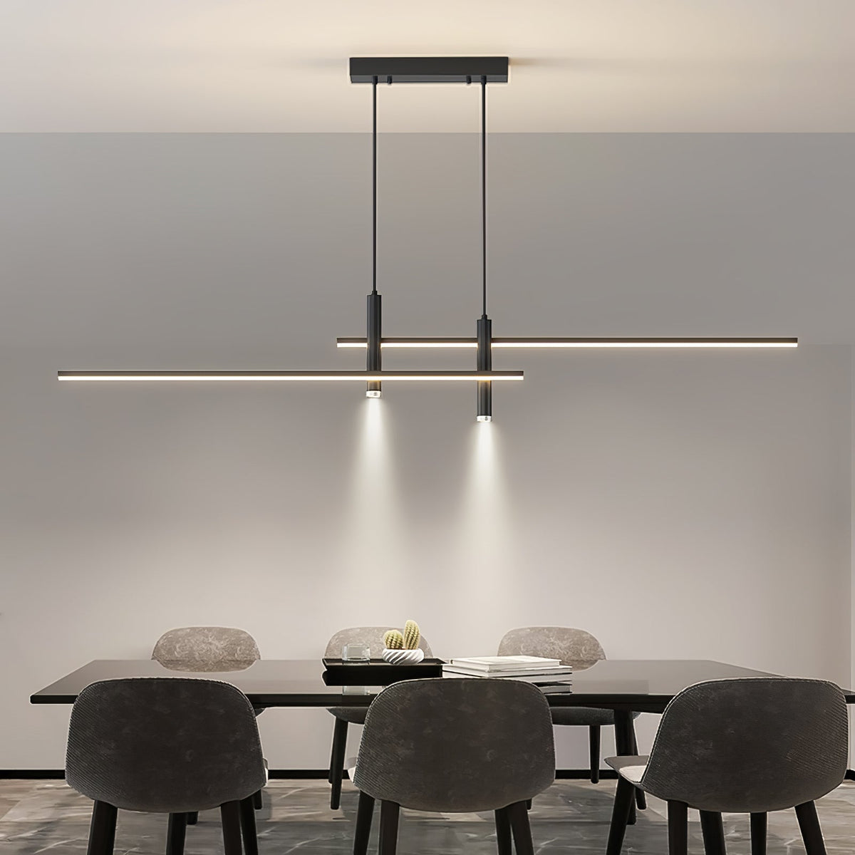 Contemporary Metal Spotlight Chandelier for Dining Tables – Adjustable Linear Design in Sleek Finishes for Kitchen Islands and Living Spaces | Lonoma