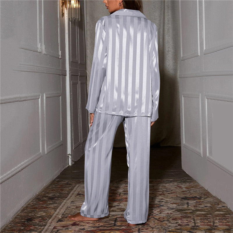 Silk Pajama Set for Women Soft Satin Two-Piece Sleepwear Long Sleeve Button-Up Top and Pants Nightwear for Lounging Bedroom | Lonoma