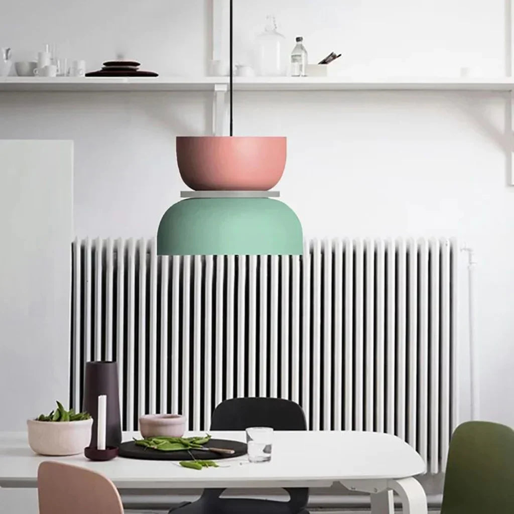 Layered Pendant Light with Color Accents, Scandinavian Design, Modern Hanging Fixture for Dining Room Kitchen Bedroom | Lonoma