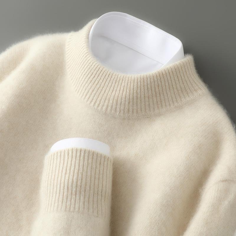 Cashmere Sweater with Ribbed Stand Collar — Lightweight Luxury Knit for Men's Fall Winter Style | Lonoma