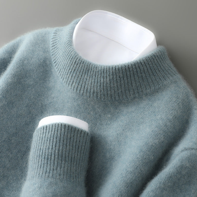 Cashmere Sweater with Ribbed Stand Collar — Lightweight Luxury Knit for Men's Fall Winter Style | Lonoma