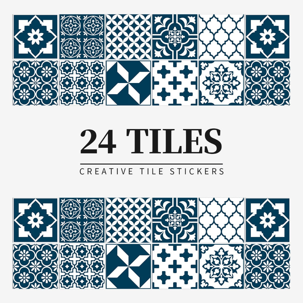 Peel and Stick Tile Decals with Mandala Design for Kitchen Backsplash, Bathroom Walls, Set of 24 Adhesive Decorative Tile Stickers for Home | Lonoma