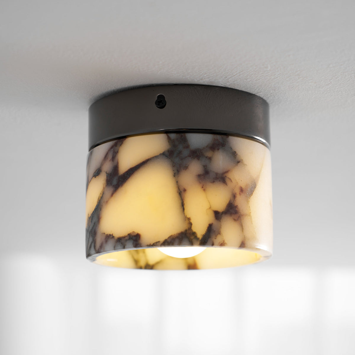 Round Marble Flush Mount Ceiling Light with Glass Shade 4.7 in – Modern Semi-Flush Fixture for Bedroom Hallway Entryway Kitchen Dining Room | Lonoma