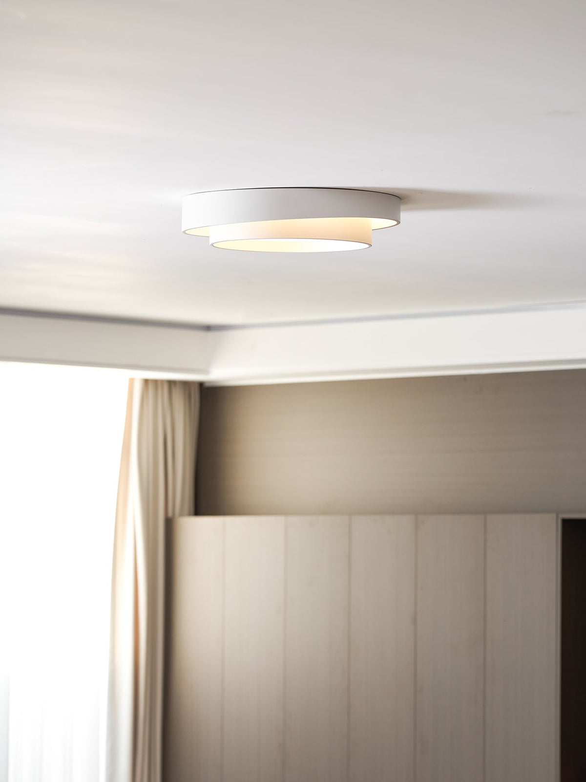 Cylindrical LED Ceiling Light, Dimmable Flush Mount in White, Gray or Black, Metal & Acrylic for Living Room, Bedroom, Dining Room | Lonoma