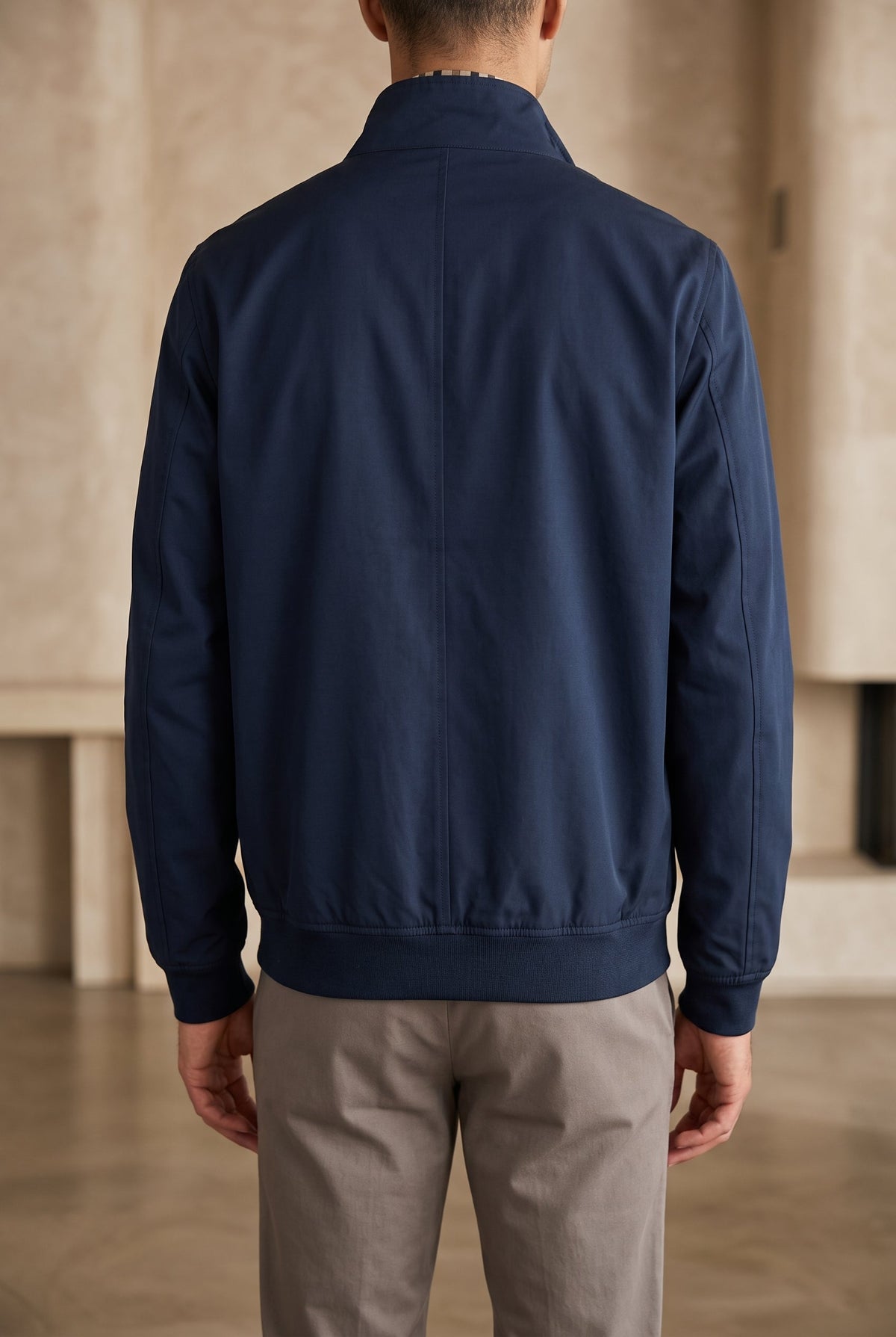 Men's Cotton Zip Jacket with Classic Collar & Side Pockets for Everyday Casual Wear | Lonoma