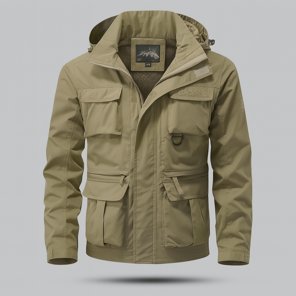 Men's Zip-Front Parka Jacket with Adjustable Hood & Multiple Pockets for Fall Winter | Lonoma