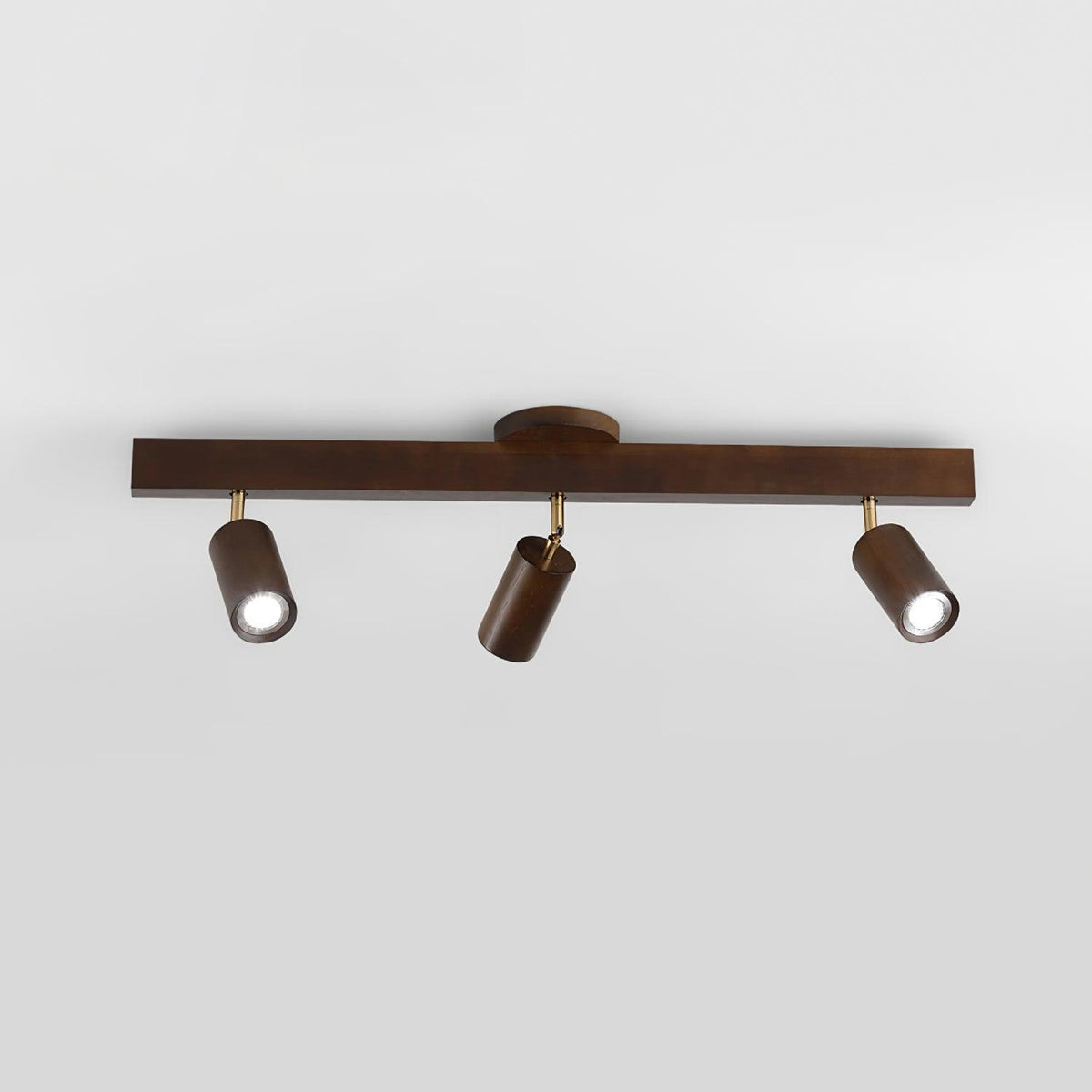 Adjustable Track Light with Wood Accent - 2/3/4/5 Spotlight Heads - Ceiling Mount LED - Warm Light for Kitchen, Hallway, Living Room | Lonoma