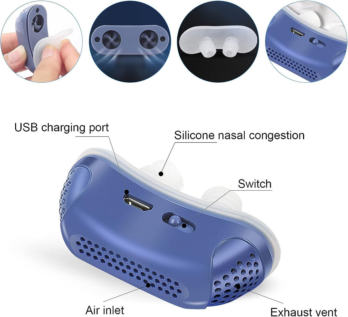 Sleep Apnea Relief Device Rechargeable Anti-Snoring Nasal Aid for Better Breathing Nighttime Wellness Tool Compact Design for Home and Travel | Lonoma