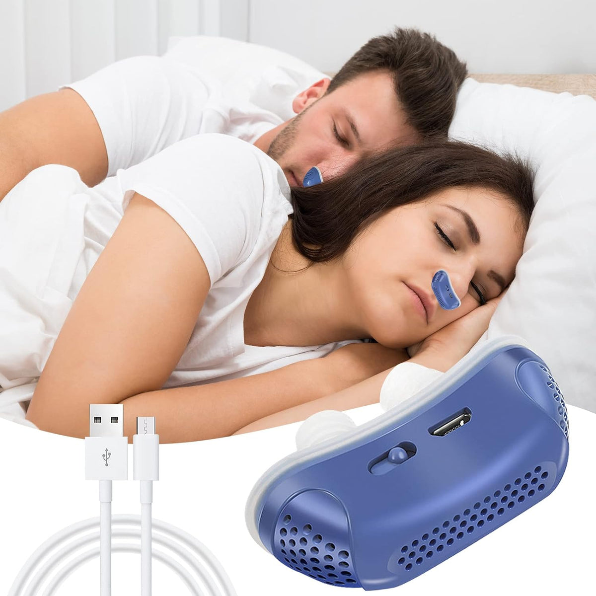 Sleep Apnea Relief Device Rechargeable Anti-Snoring Nasal Aid for Better Breathing Nighttime Wellness Tool Compact Design for Home and Travel | Lonoma