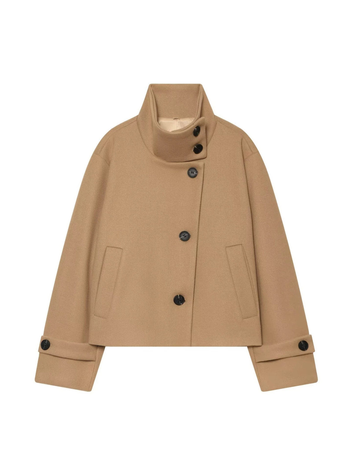 Women's Wool Blend Overcoat with Notched Lapels and Dolman Sleeves for Fall and Winter | Lonoma