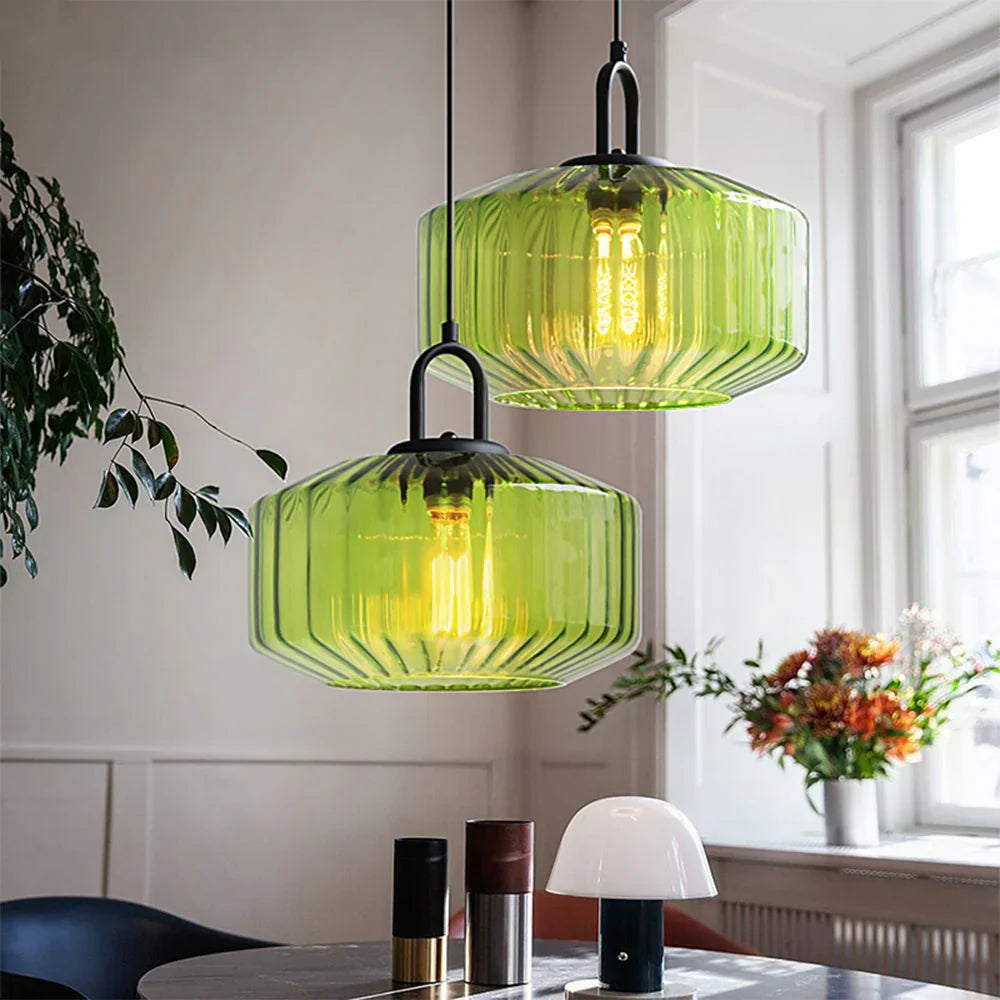 Hand-Blown Glass Pendant Light, 11 in Integrated LED Hanging Fixture for Kitchen, Dining Room, Hallway, Entryway & Bedroom Ceiling | Lonoma