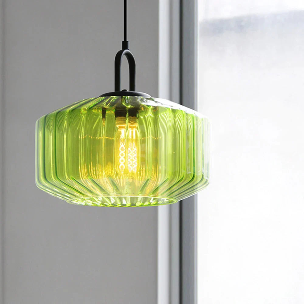 Hand-Blown Glass Pendant Light, 11 in Integrated LED Hanging Fixture for Kitchen, Dining Room, Hallway, Entryway & Bedroom Ceiling | Lonoma