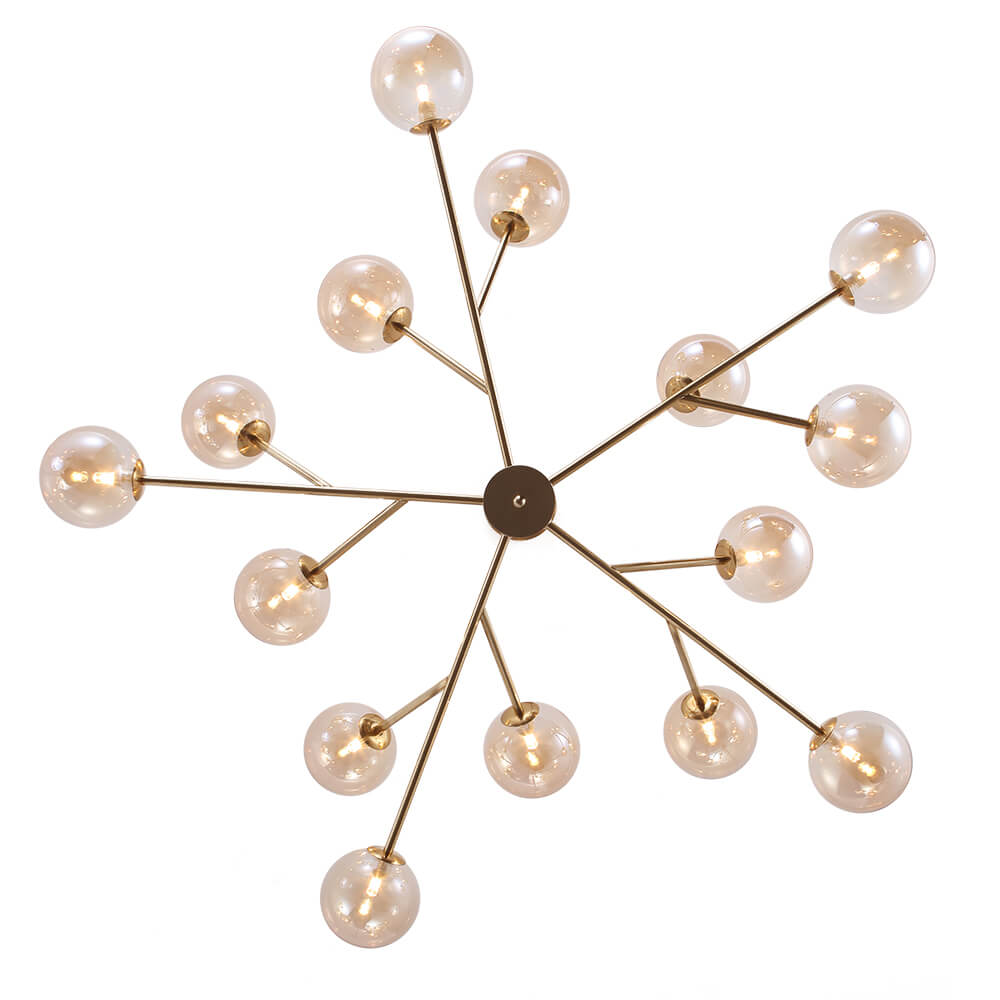 Linear Glass Chandelier 44 Inches with 15 Lights Metal Frame Adjustable Hanging Fixture for Dining Room Kitchen Island | Lonoma