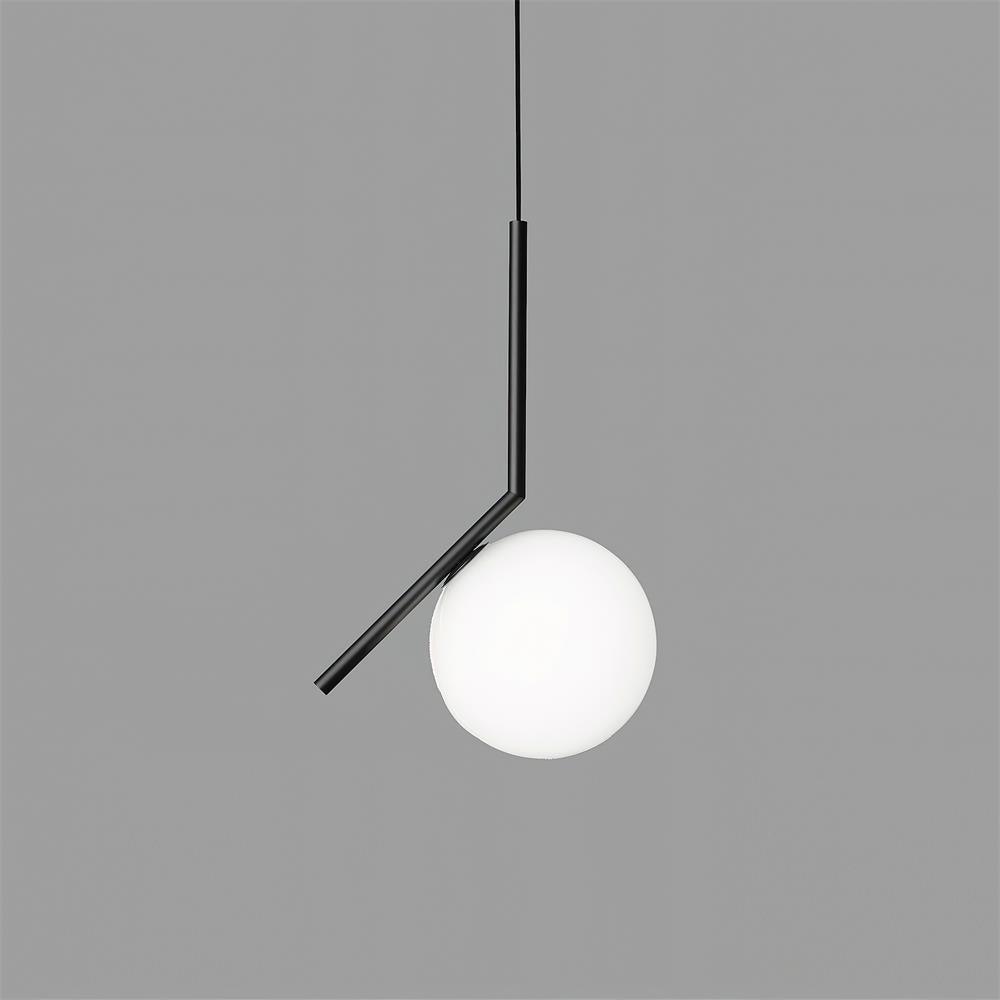 Modern Glass Pendant Light with Brass or Black Metal Frame – 8" Dome Shade, Adjustable Cord, E26 Socket for Kitchen Island, Dining Room | Lonoma