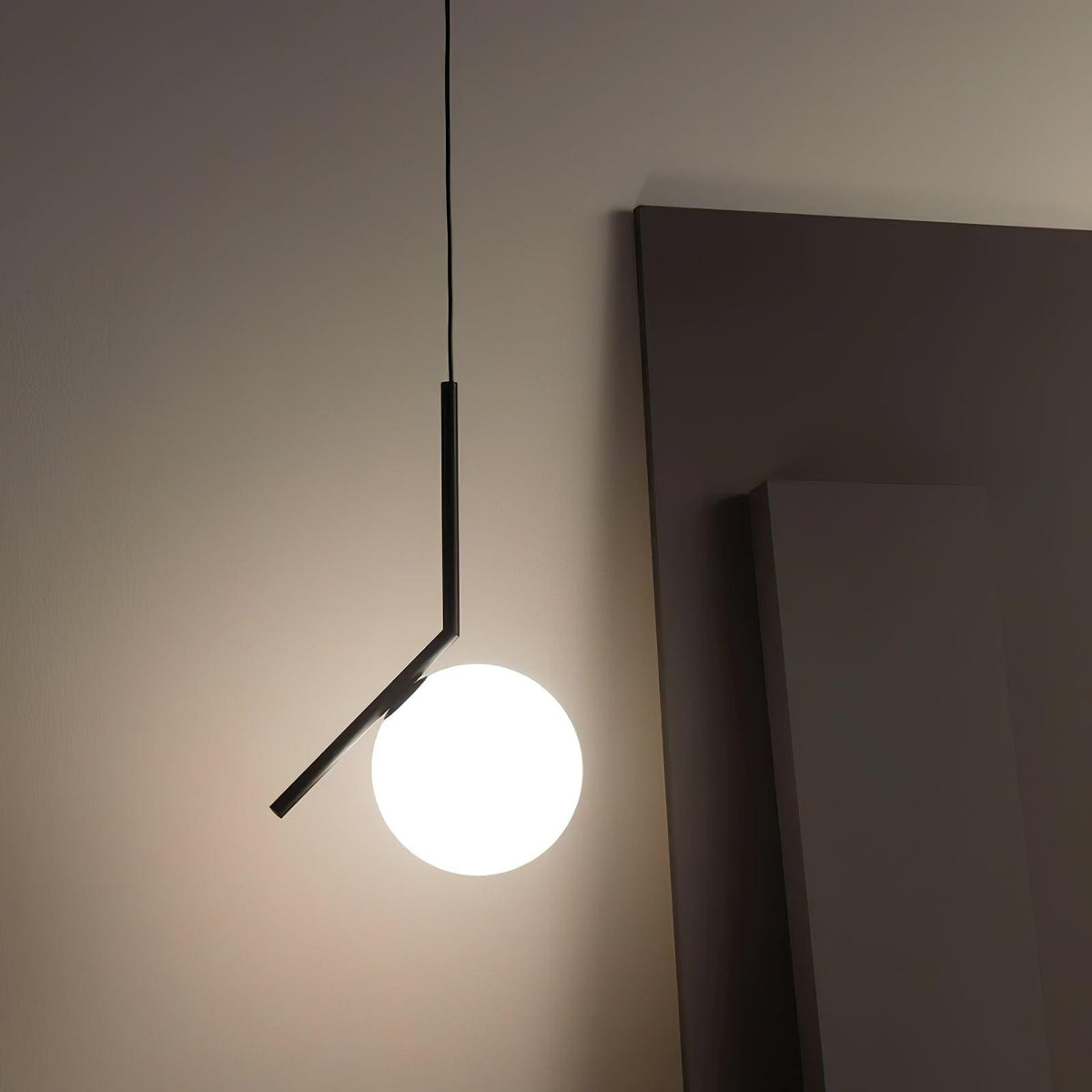 Modern Glass Pendant Light with Brass or Black Metal Frame – 8" Dome Shade, Adjustable Cord, E26 Socket for Kitchen Island, Dining Room | Lonoma