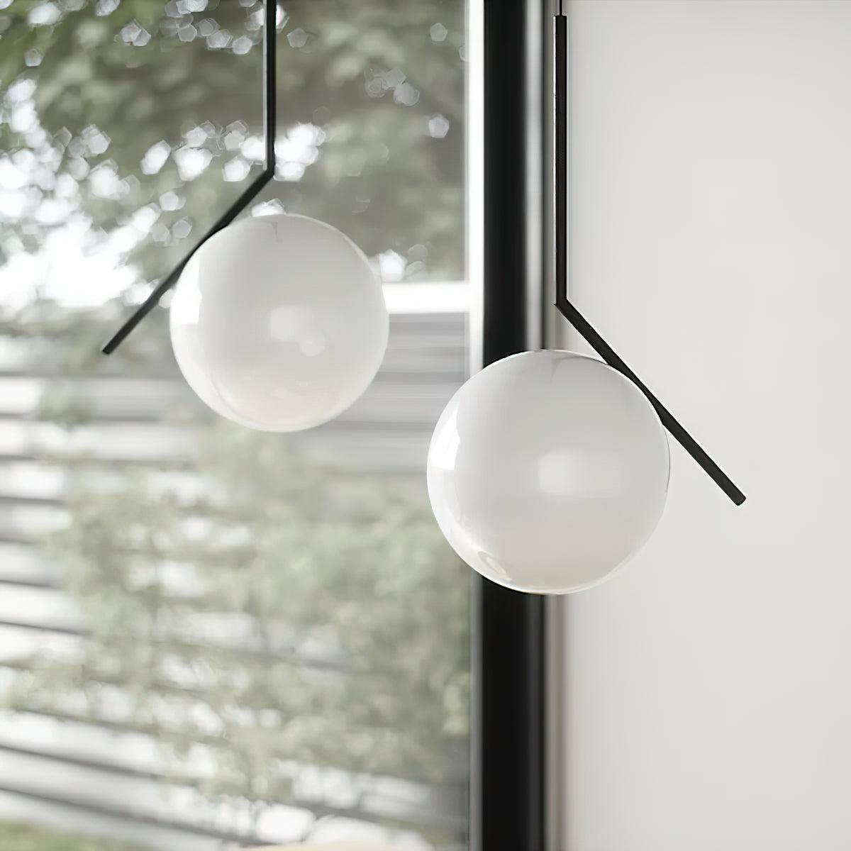Modern Glass Pendant Light with Brass or Black Metal Frame – 8" Dome Shade, Adjustable Cord, E26 Socket for Kitchen Island, Dining Room | Lonoma