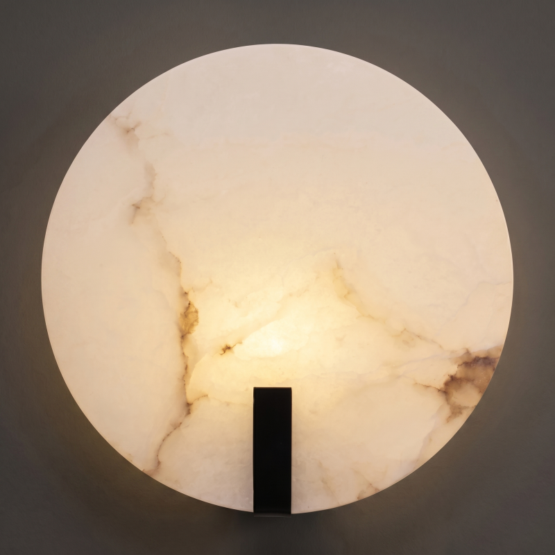 Spanish Alabaster Wall Sconce with Brass or Wood Accent, Hardwired G9 or LED, Handmade Natural Stone Light for Bedroom, Hallway, Living Room | Lonoma